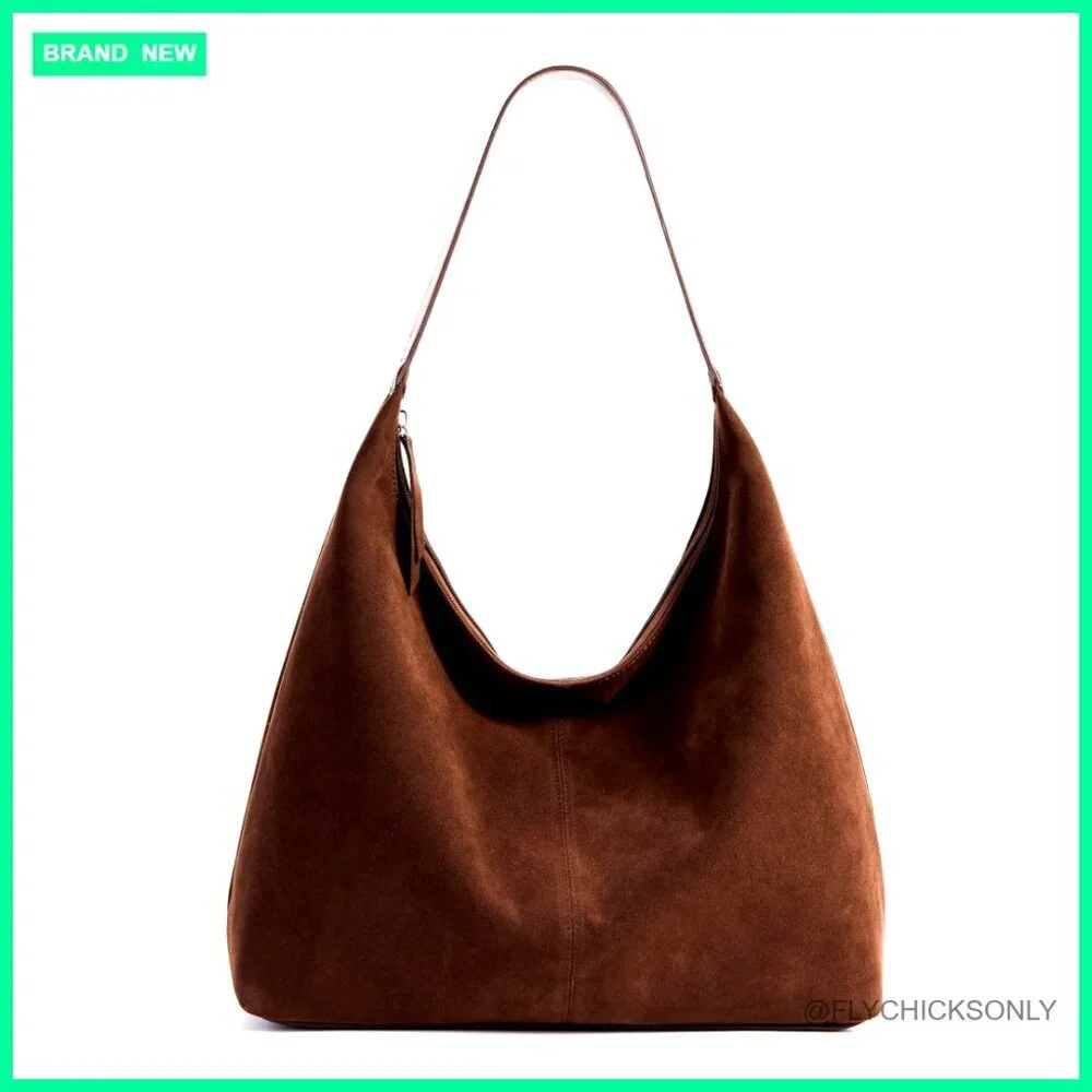 Medium Vegan Leather Hobo Tote with Zipper Closure for Travel Work